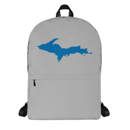 Michigan Upper Peninsula Standard Backpack (w/ Azure UP Outline) | Silver