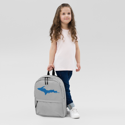 Michigan Upper Peninsula Standard Backpack (w/ Azure UP Outline) | Silver