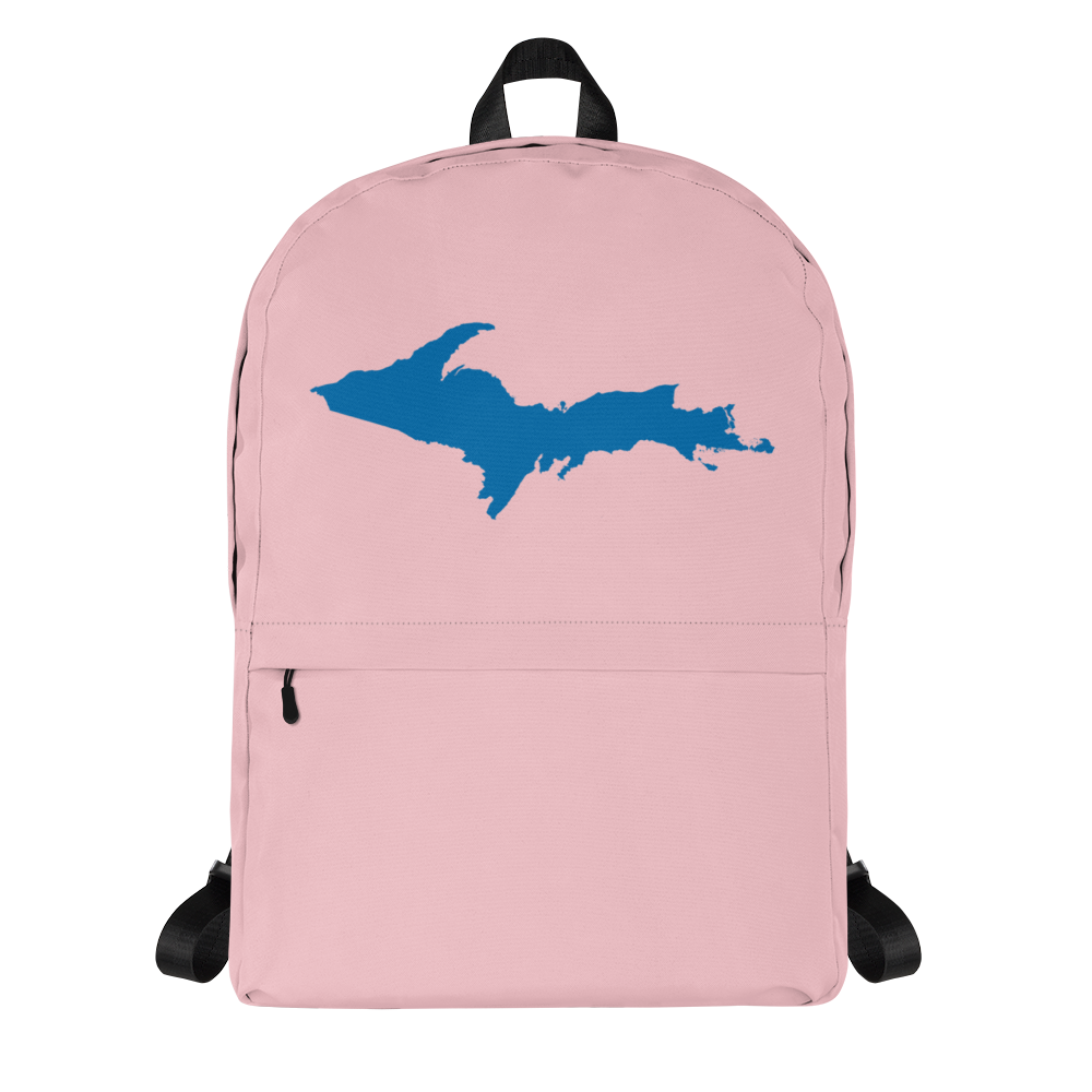 Michigan Upper Peninsula Standard Backpack (w/ Azure UP Outline) | Pink
