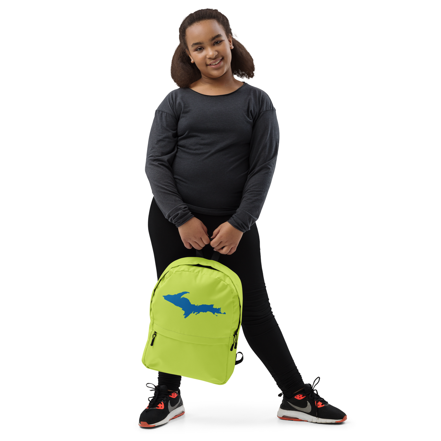 Michigan Upper Peninsula Standard Backpack (w/ Azure UP Outline) | Gooseberry Green