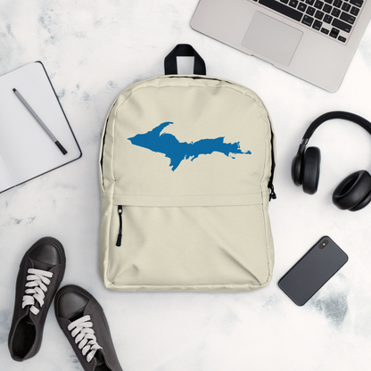 Michigan Upper Peninsula Standard Backpack (w/ Azure UP Outline) | Ivory