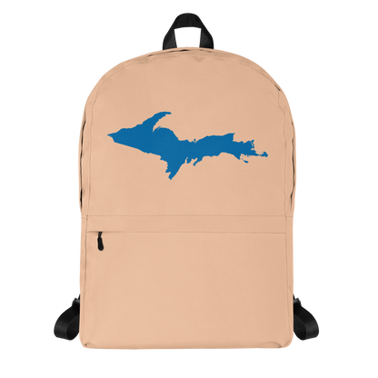 Michigan Upper Peninsula Standard Backpack (w/ Azure UP Outline) | Peach