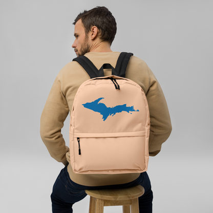 Michigan Upper Peninsula Standard Backpack (w/ Azure UP Outline) | Peach