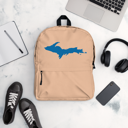 Michigan Upper Peninsula Standard Backpack (w/ Azure UP Outline) | Peach