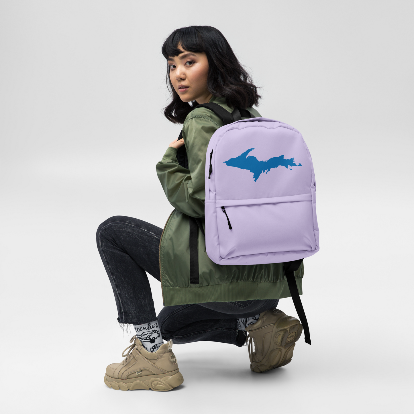 Michigan Upper Peninsula Standard Backpack (w/ Azure UP Outline) | Lavender