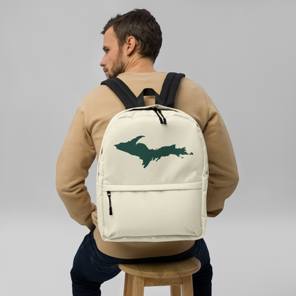 Michigan Upper Peninsula Standard Backpack (w/ Green UP Outline) | Ivory