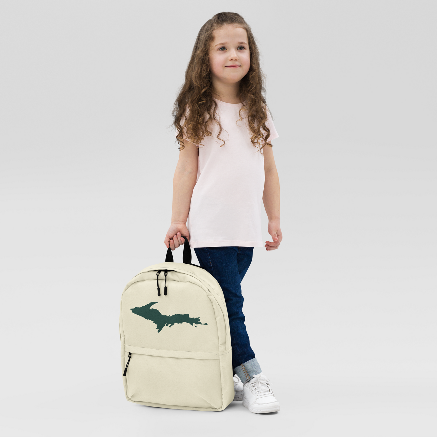 Michigan Upper Peninsula Standard Backpack (w/ Green UP Outline) | Ivory