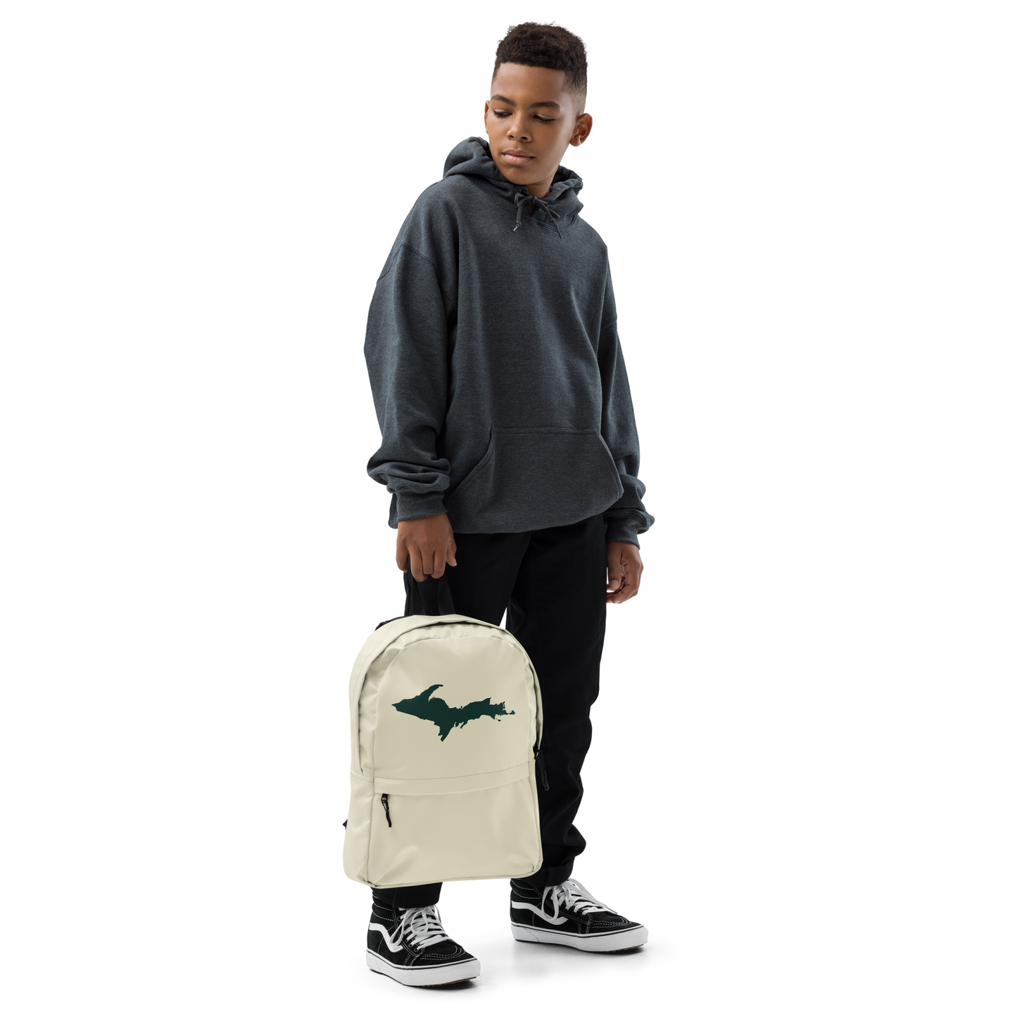 Michigan Upper Peninsula Standard Backpack (w/ Green UP Outline) | Ivory