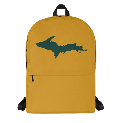 Michigan Upper Peninsula Standard Backpack (w/ Green UP Outline) | Gold