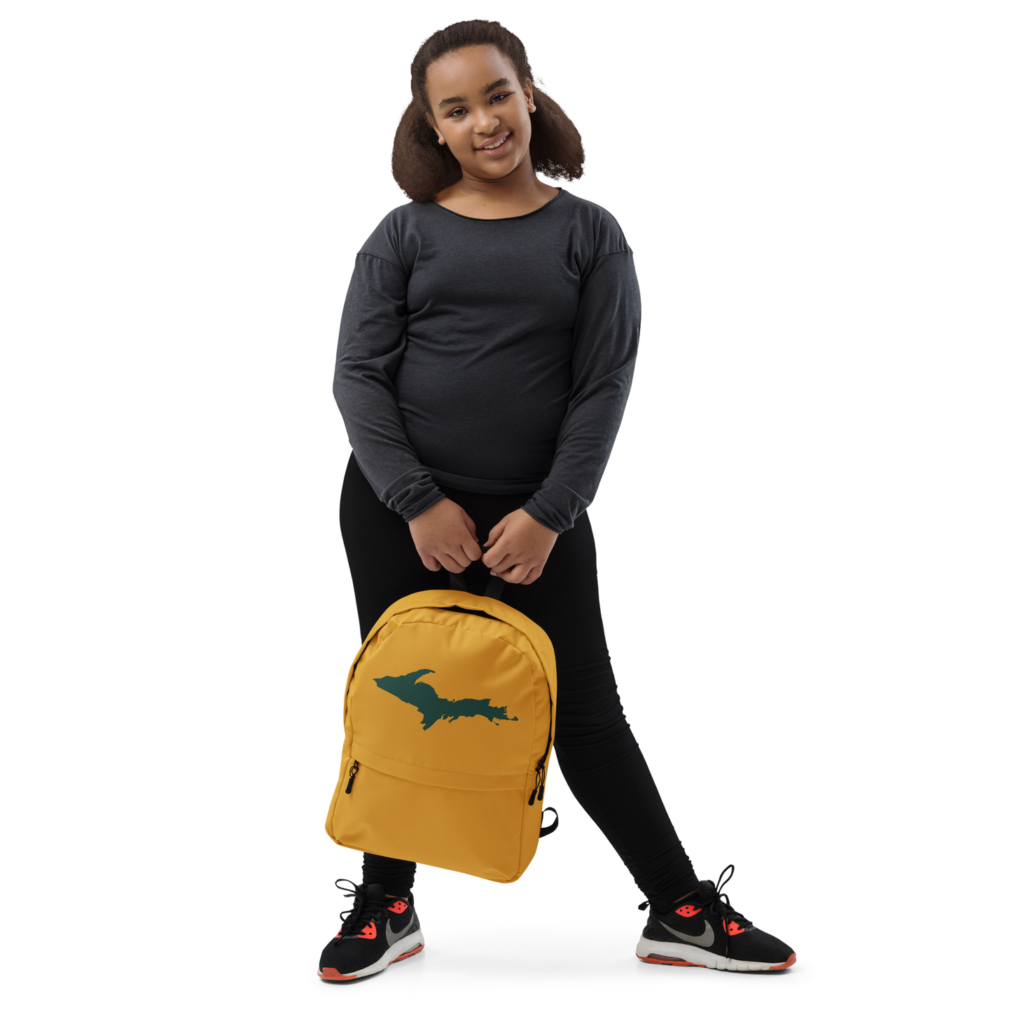 Michigan Upper Peninsula Standard Backpack (w/ Green UP Outline) | Gold