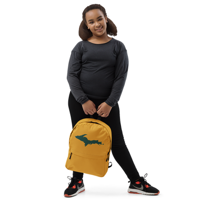 Michigan Upper Peninsula Standard Backpack (w/ Green UP Outline) | Gold