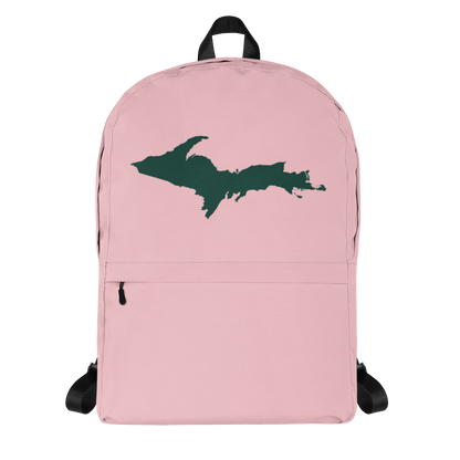 Michigan Upper Peninsula Standard Backpack (w/ Green UP Outline) | Pink