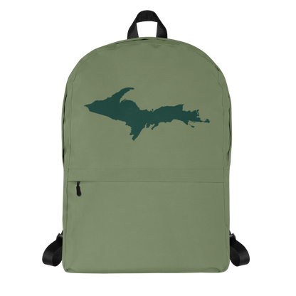 Michigan Upper Peninsula Standard Backpack (w/ Green UP Outline) | Camo Green