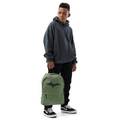 Michigan Upper Peninsula Standard Backpack (w/ Green UP Outline) | Camo Green