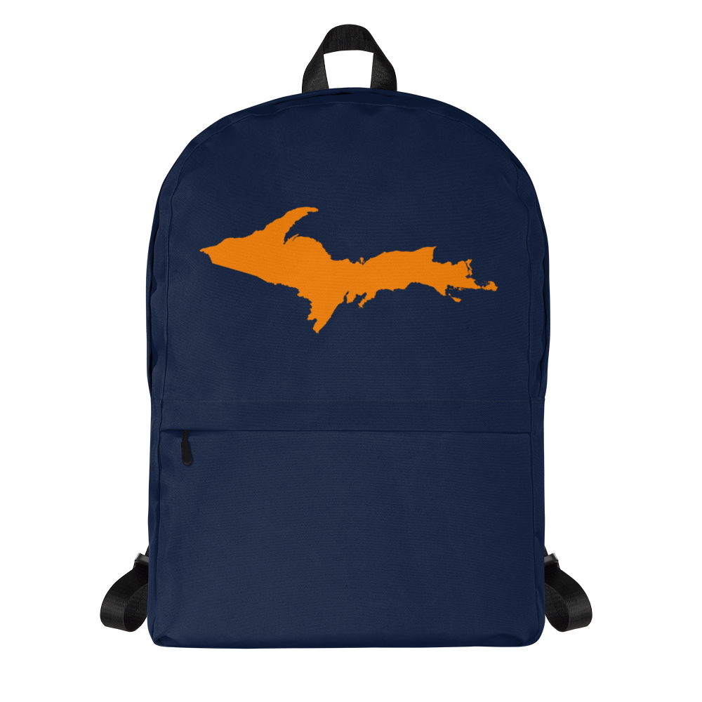 Michigan Upper Peninsula Standard Backpack (w/ Orange UP Outline) | Navy