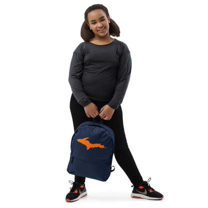 Michigan Upper Peninsula Standard Backpack (w/ Orange UP Outline) | Navy