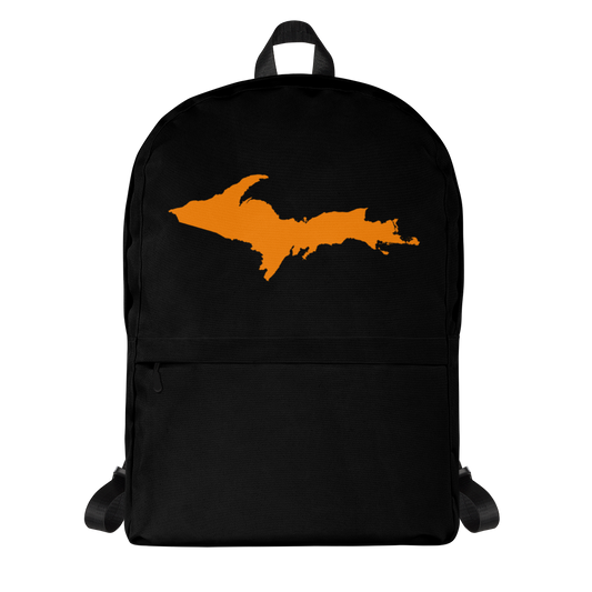 Michigan Upper Peninsula Standard Backpack (w/ Orange UP Outline) | Black