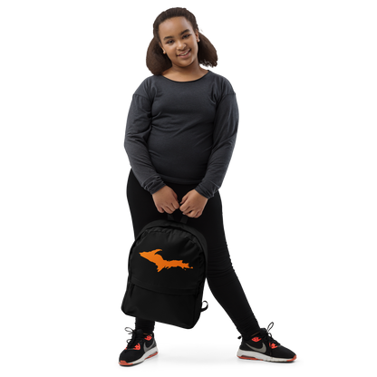 Michigan Upper Peninsula Standard Backpack (w/ Orange UP Outline) | Black