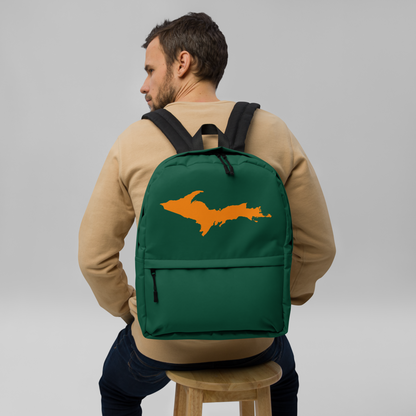 Michigan Upper Peninsula Standard Backpack (w/ Orange UP Outline) | Green