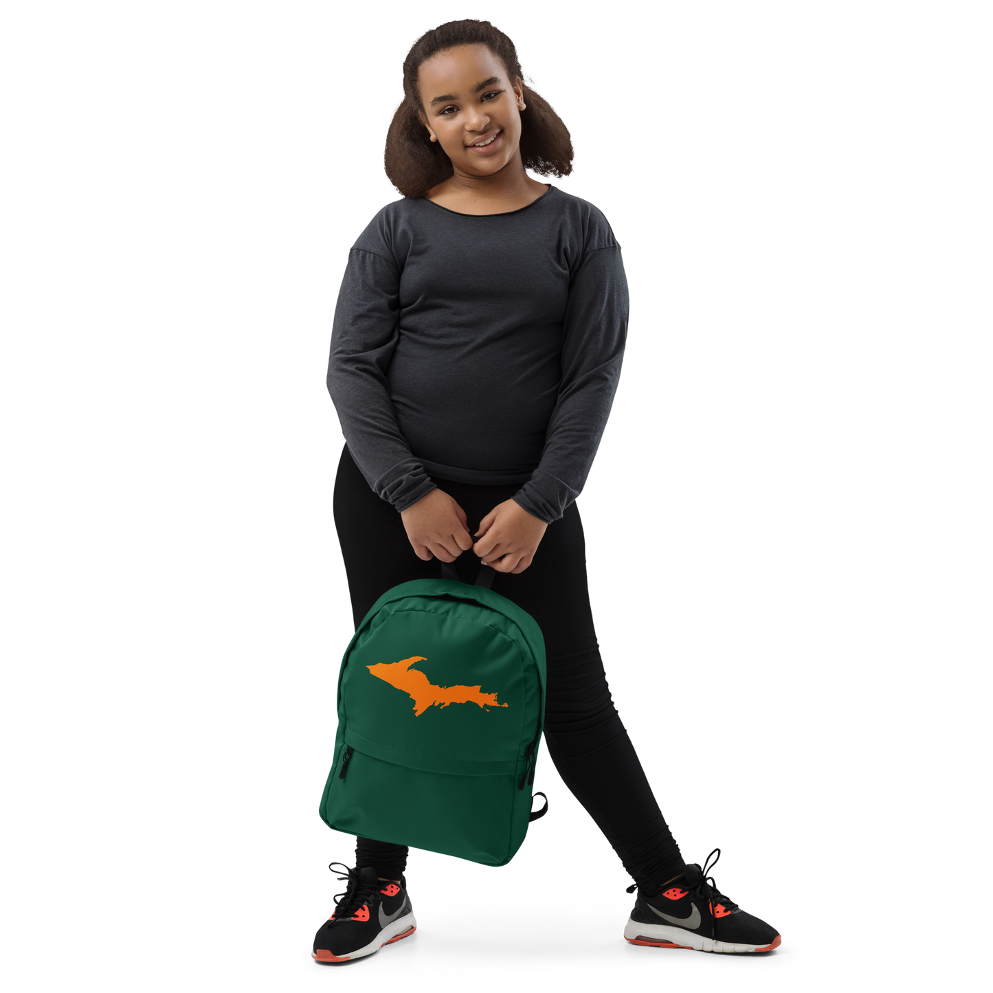 Michigan Upper Peninsula Standard Backpack (w/ Orange UP Outline) | Green