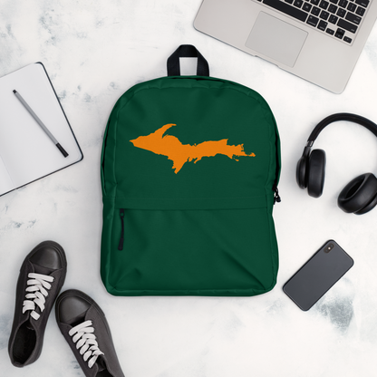 Michigan Upper Peninsula Standard Backpack (w/ Orange UP Outline) | Green