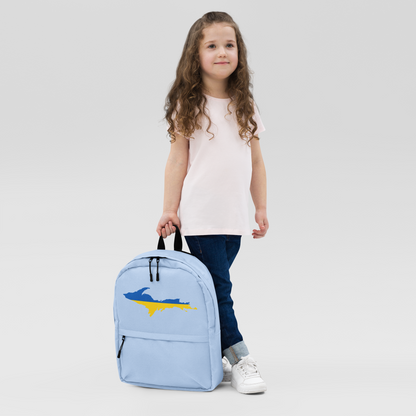 Michigan Upper Peninsula Standard Backpack (w/ UP Ukraine Flag Outline) | Light Blue