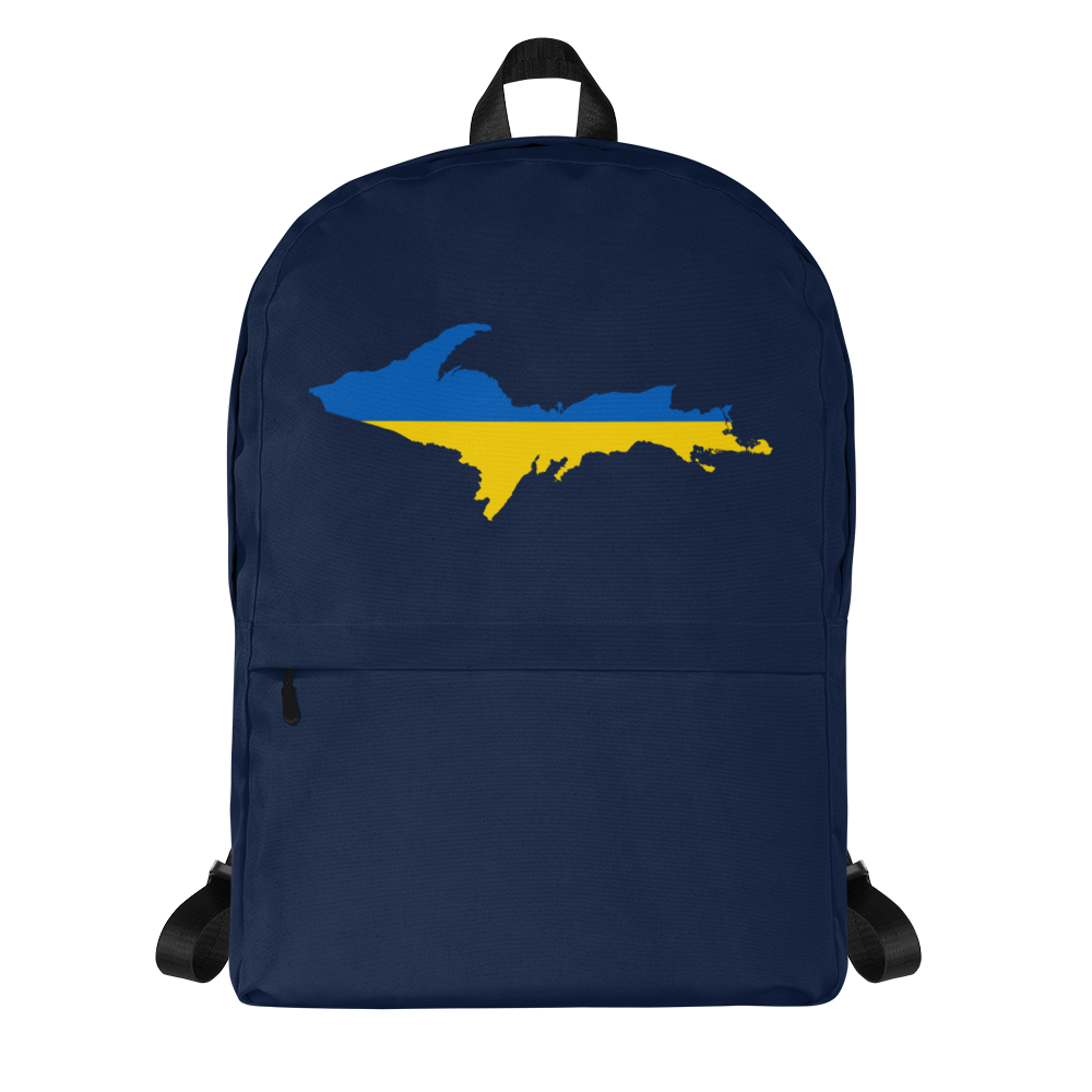 Michigan Upper Peninsula Standard Backpack (w/ UP Ukraine Flag Outline) | Navy