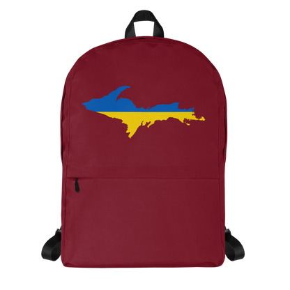 Michigan Upper Peninsula Standard Backpack (w/ UP Ukraine Flag Outline) | Burgundy