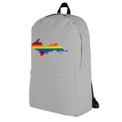 Michigan Upper Peninsula Standard Backpack (w/ UP Pride Flag Outline) | Silver Color