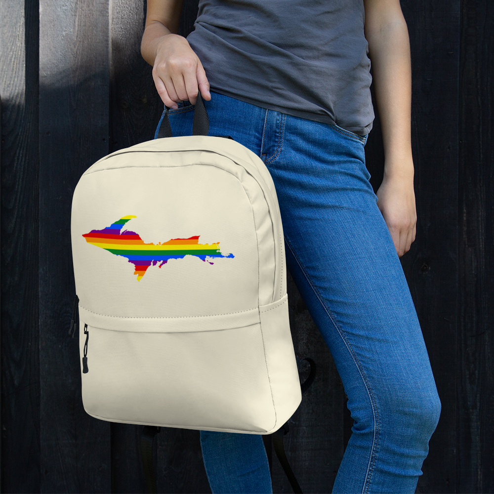 Michigan Upper Peninsula Standard Backpack (w/ UP Pride Flag Outline) | Canvas Color