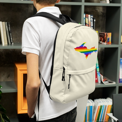 Michigan Upper Peninsula Standard Backpack (w/ UP Pride Flag Outline) | Canvas Color