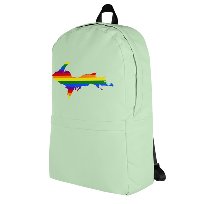 Michigan Upper Peninsula Standard Backpack (w/ UP Pride Flag Outline) | Bright Green Color