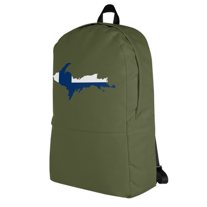 Michigan Upper Peninsula Standard Backpack (w/ UP Finland Flag Outline) | Army Green