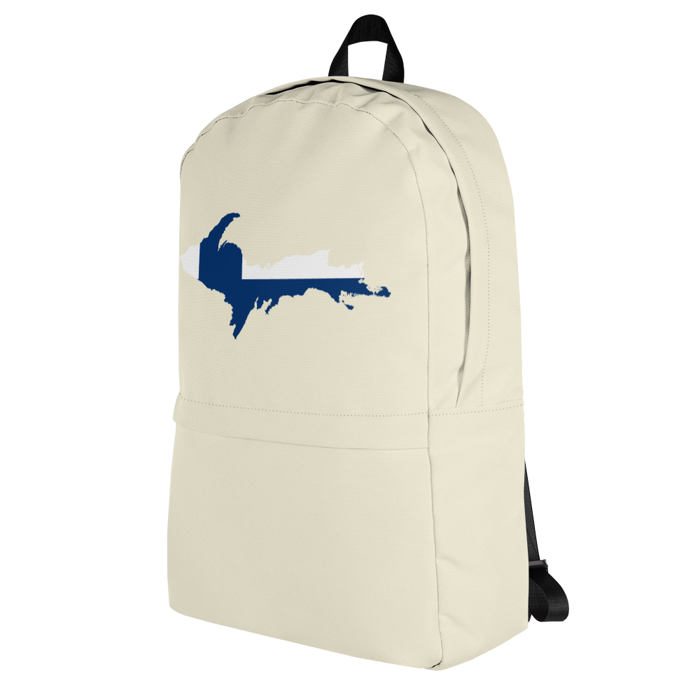 Michigan Upper Peninsula Standard Backpack (w/ UP Finland Flag Outline) | Ivory Color