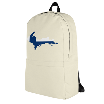 Michigan Upper Peninsula Standard Backpack (w/ UP Finland Flag Outline) | Ivory Color