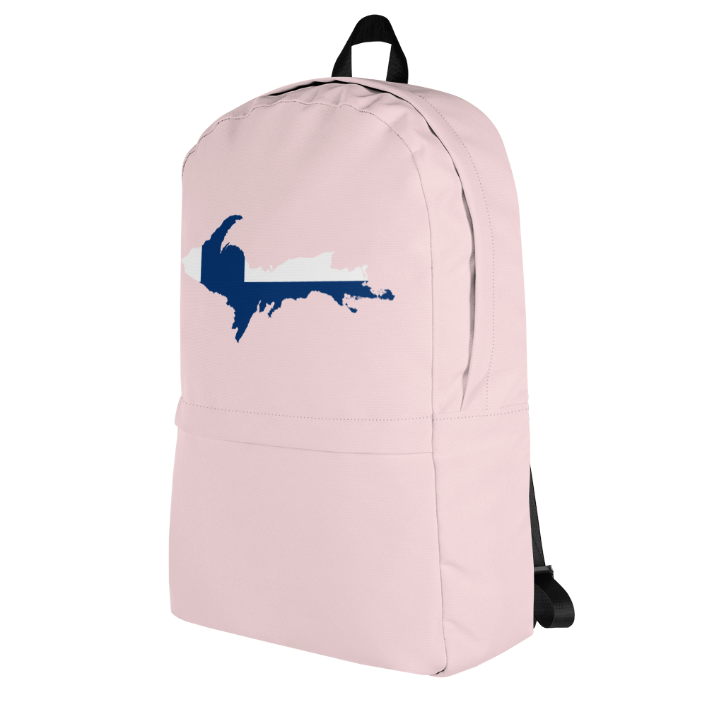 Michigan Upper Peninsula Standard Backpack (w/ UP Finland Flag Outline) | Pink Color