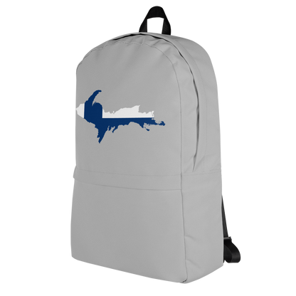 Michigan Upper Peninsula Standard Backpack (w/ UP Finland Flag Outline) | Silver Color