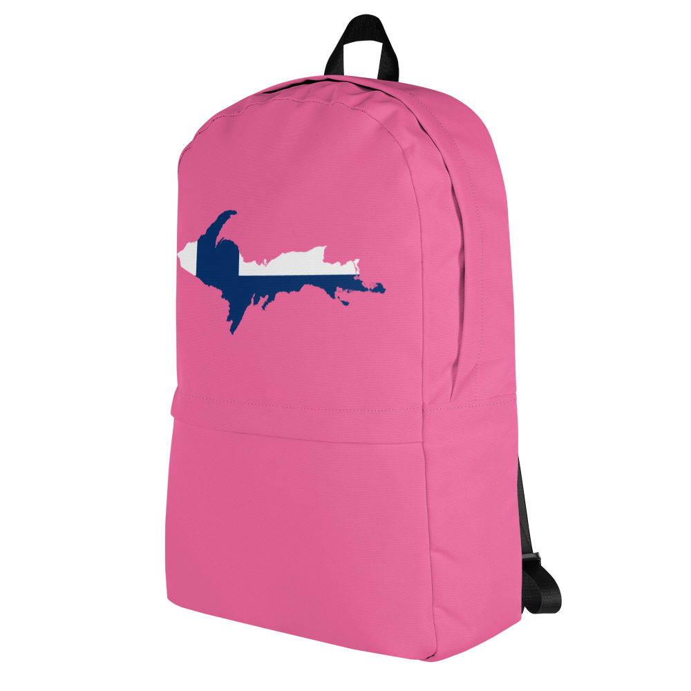 Michigan Upper Peninsula Standard Backpack (w/ UP Finland Flag Outline) | Hot Pink