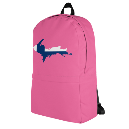 Michigan Upper Peninsula Standard Backpack (w/ UP Finland Flag Outline) | Hot Pink