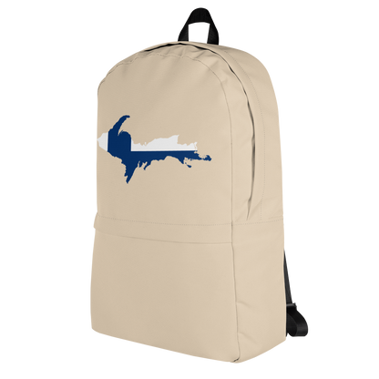 Michigan Upper Peninsula Standard Backpack (w/ UP Finland Flag Outline) | Canvas Color