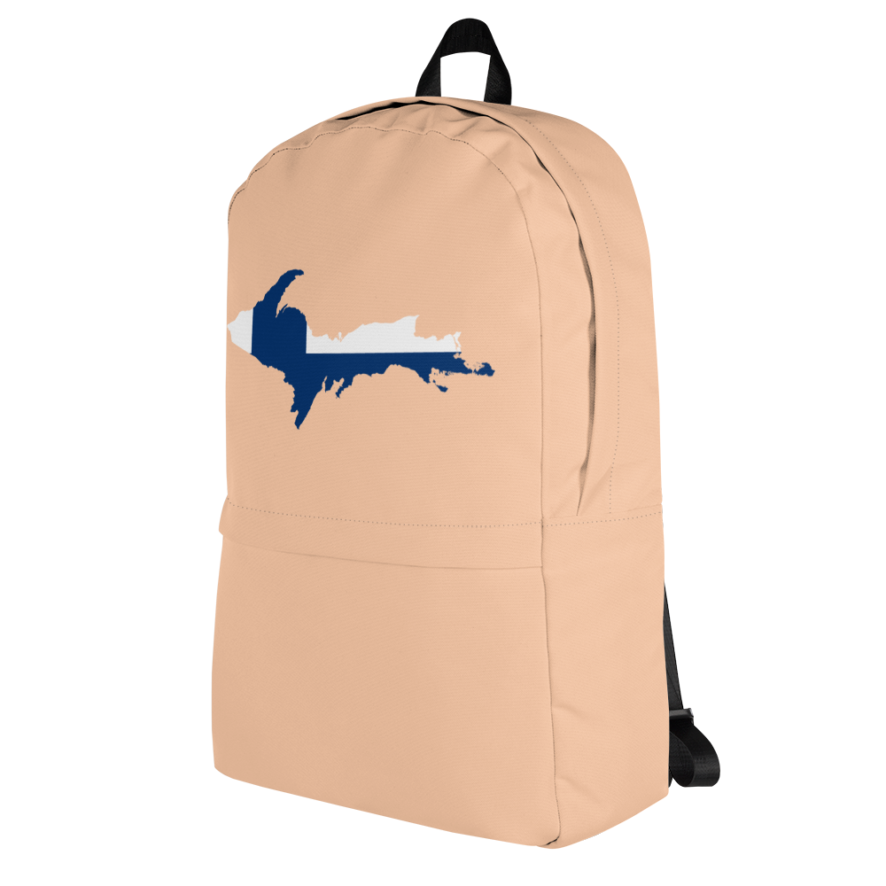 Michigan Upper Peninsula Standard Backpack (w/ UP Finland Flag Outline) | Peach Color