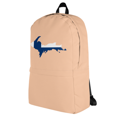 Michigan Upper Peninsula Standard Backpack (w/ UP Finland Flag Outline) | Peach Color