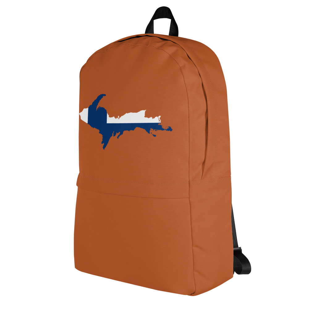 Michigan Upper Peninsula Standard Backpack (w/ UP Finland Flag Outline) | Tawny Color