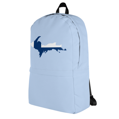 Michigan Upper Peninsula Standard Backpack (w/ UP Finland Flag Outline) | Sky Blue Color