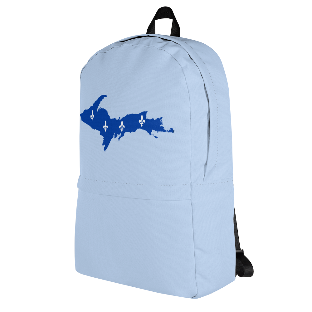 Michigan Upper Peninsula Standard Backpack (w/ UP Quebec Flag Outline) | Light Blue