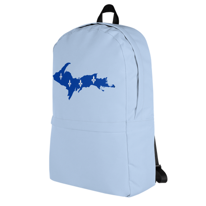 Michigan Upper Peninsula Standard Backpack (w/ UP Quebec Flag Outline) | Light Blue