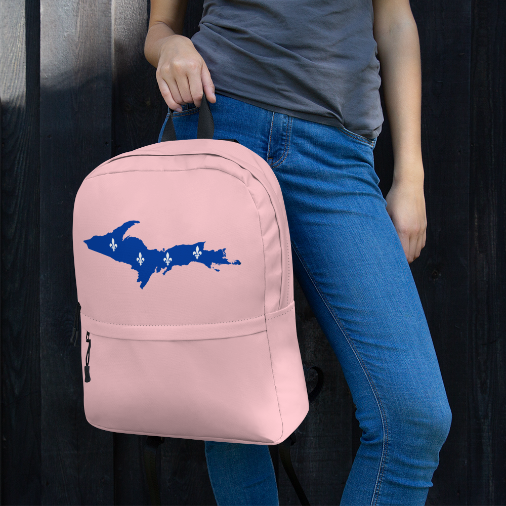 Michigan Upper Peninsula Standard Backpack (w/ UP Quebec Flag Outline) | Pink