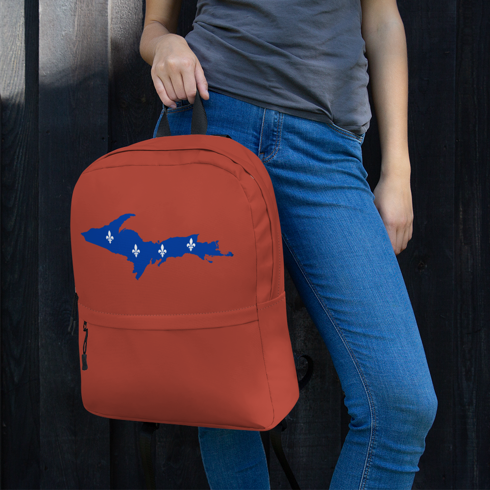 Michigan Upper Peninsula Standard Backpack (w/ UP Quebec Flag Outline) | Ore Dock Red