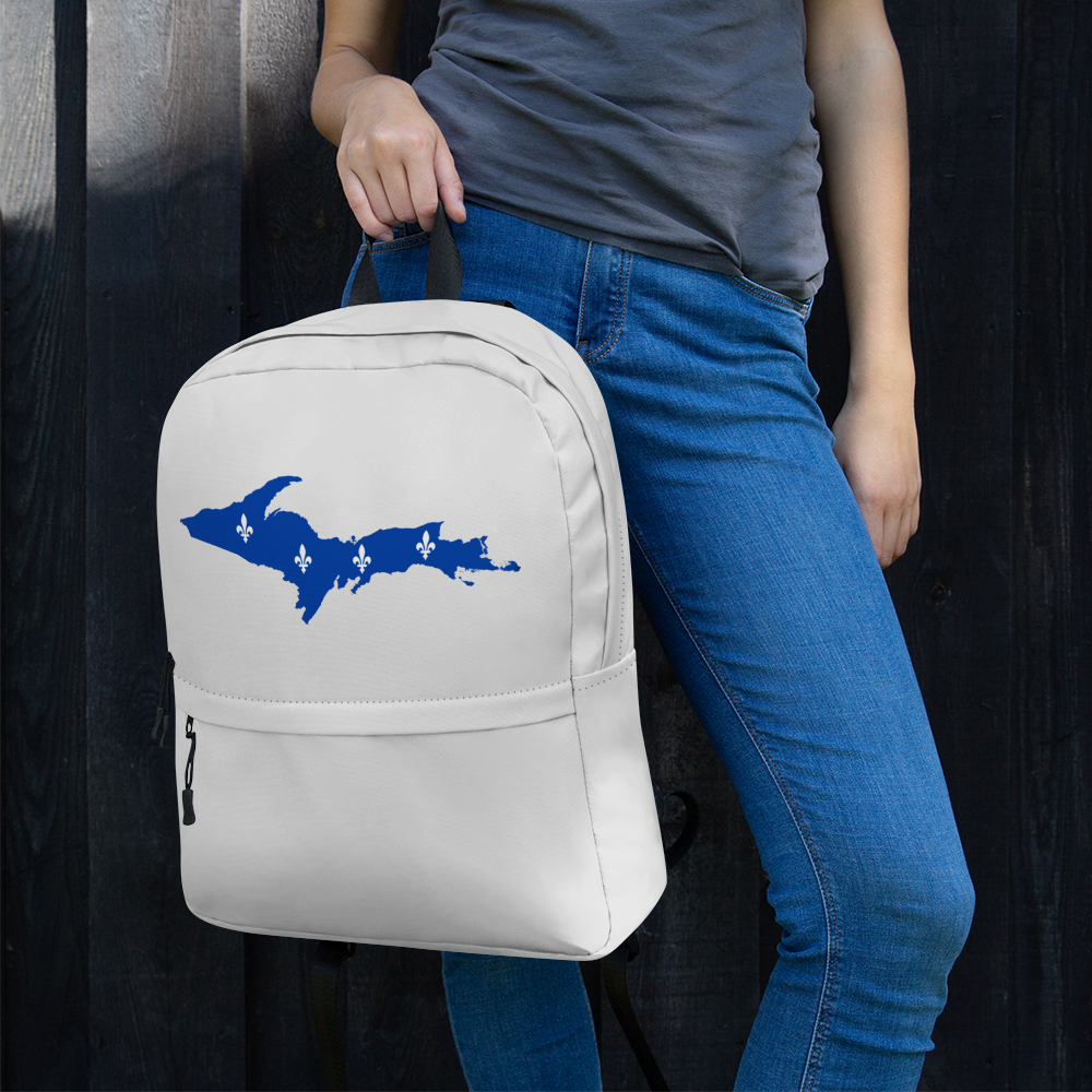 Michigan Upper Peninsula Standard Backpack (w/ UP Quebec Flag Outline) | Silver