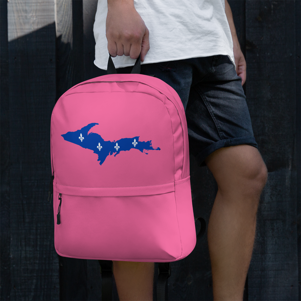 Michigan Upper Peninsula Standard Backpack (w/ UP Quebec Flag Outline) | Hot Pink